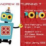 Robot Birthday Party Invite