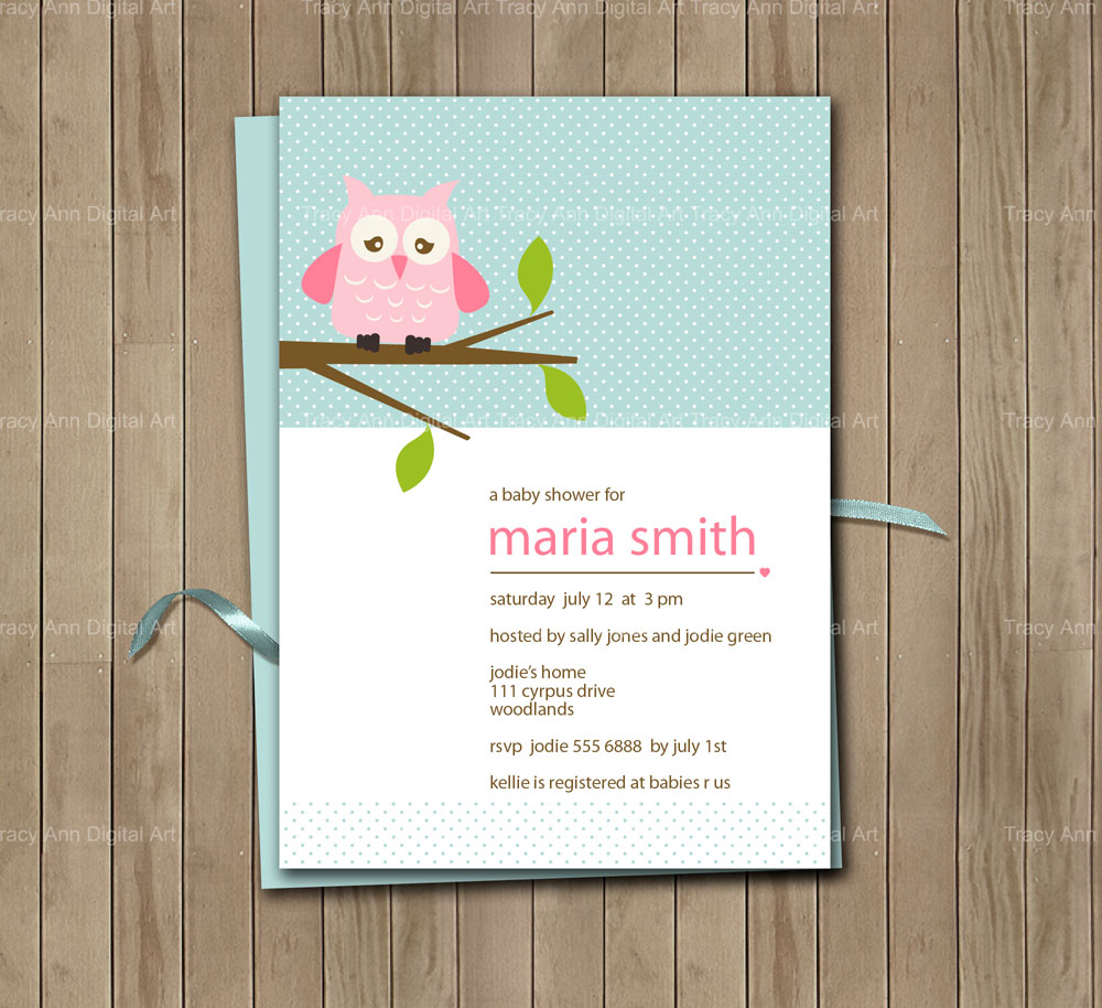 Printable Owl Invite For Baby Shower Or Birthday Blue And Pink